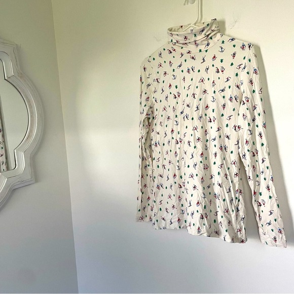 Lands End Ski Snow Print Foldover Turtleneck Winter Womens Med Shaped Fit 10/12 - Picture 3 of 12